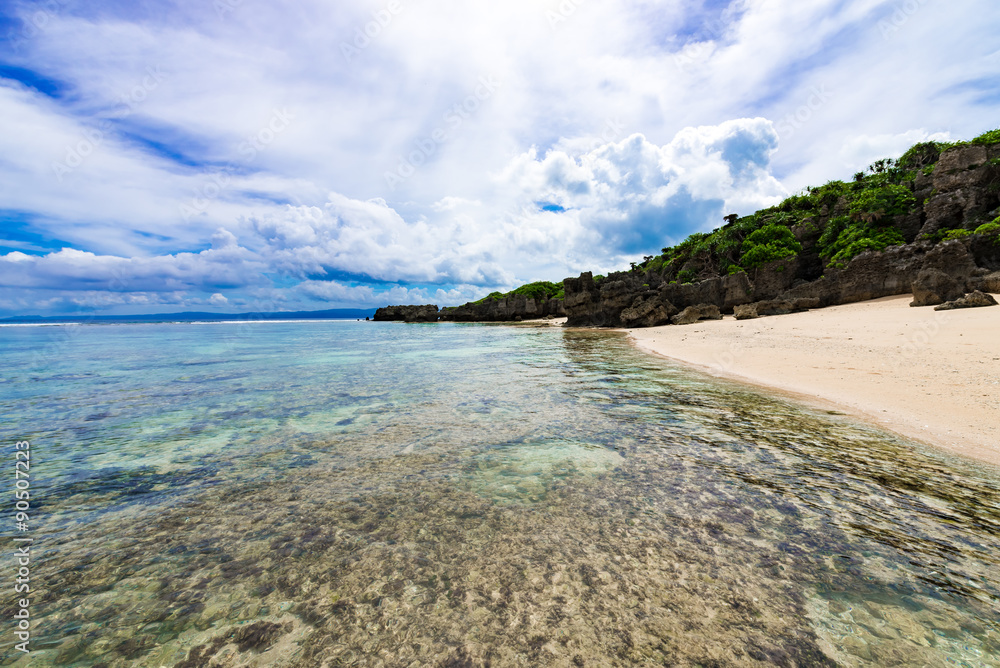 Sea, reef, landscape. Okinawa, Japan, Asia.