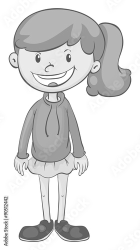 Girl in black and white standing