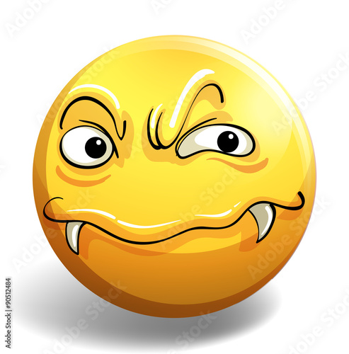 Monster face on round badge