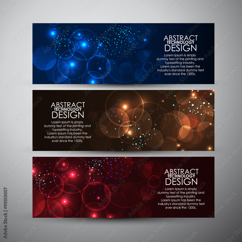 Vector banners set with Abstract Circle bokeh background.