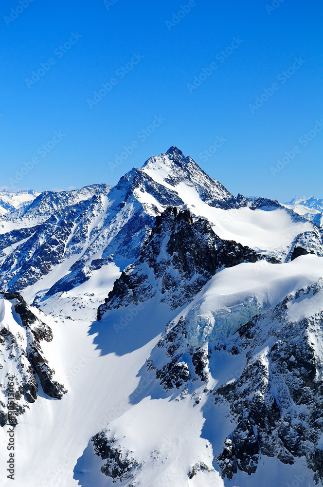 Titlis mountain in Switzerland covered with snow throughout the year 