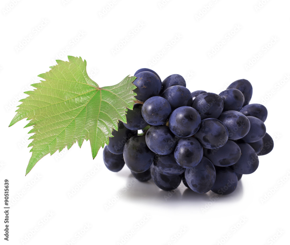 Fototapeta premium Grape with leaves isolated on white background