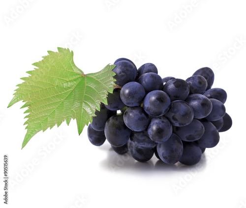 Grape with leaves isolated on white background