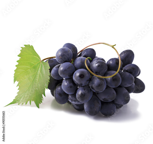 Grape with leaves isolated on white background 