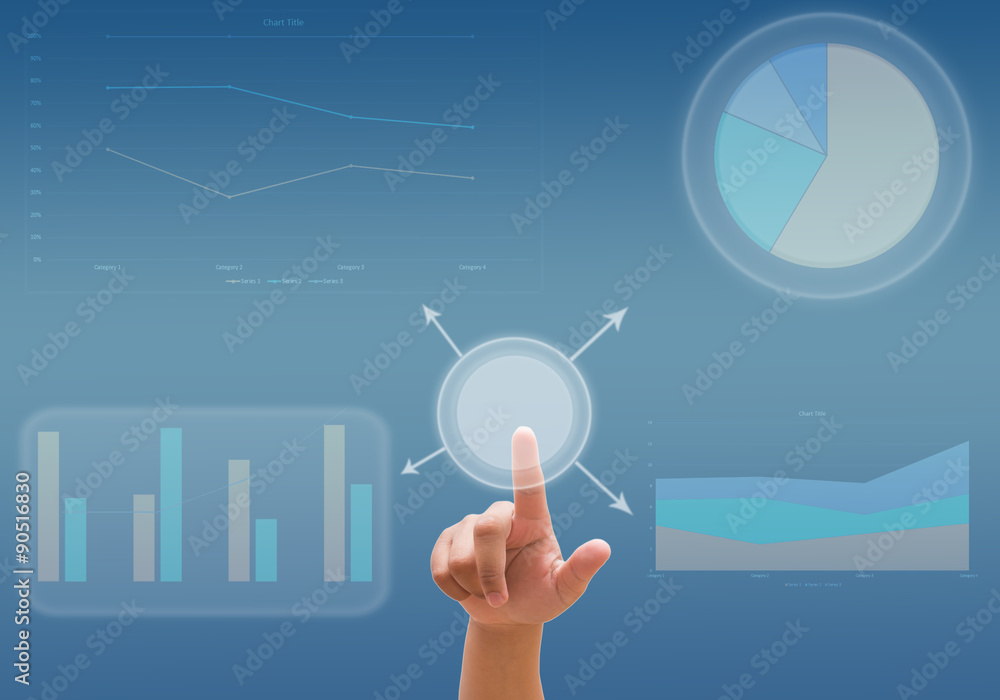 Obraz premium business analyze graph and working with touch screen technology