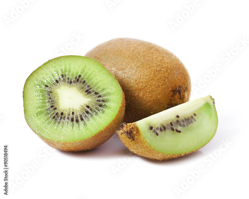 fresh kiwi fruit on white background 