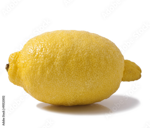 yellow ripe lemon isolated on white background.