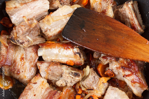 Roasted pork ribs with carr...