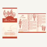 Retro card or poster with ice cream. Abstract brochure design. V