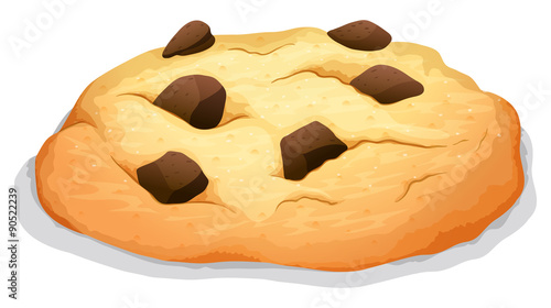 Chocolate chip cookie on white