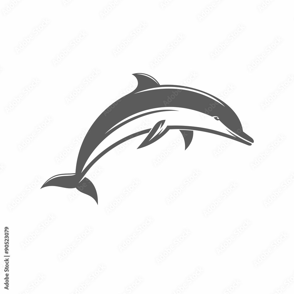 Fototapeta premium Jumping dolphins vector ilstration / Vector illustration, Dolphin, Jumping, Silhouette, Aquatic Mammal, Vector,