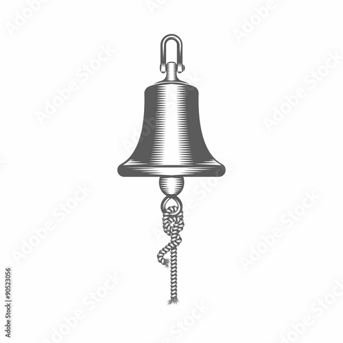Ship bell black and white vector illustration / Vector illustration, Bell - Vessel Part, Signal alarm, Alert, Call, Meeting