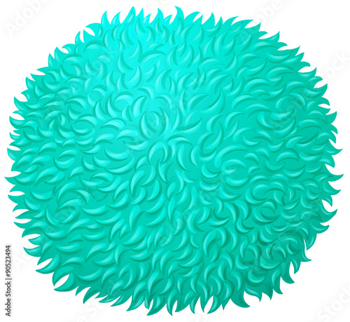 Blue fluffy ball on white
