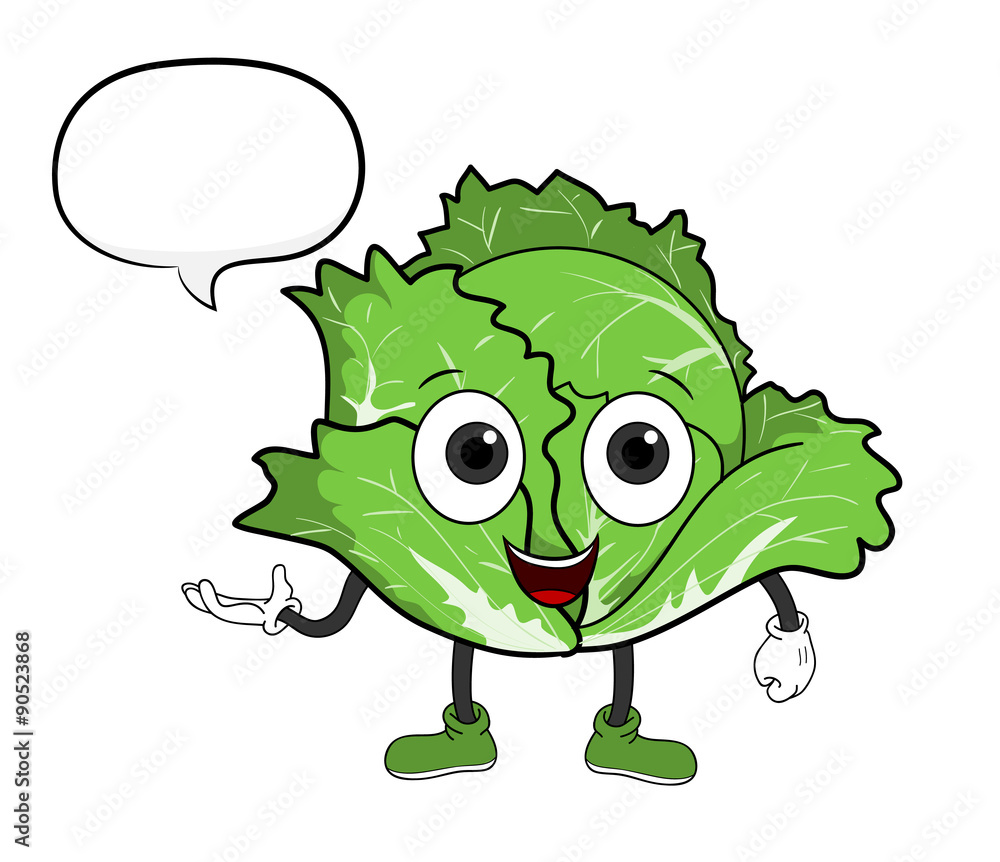 Cartoon Cabbage With Text, a hand drawn vector illustration of a