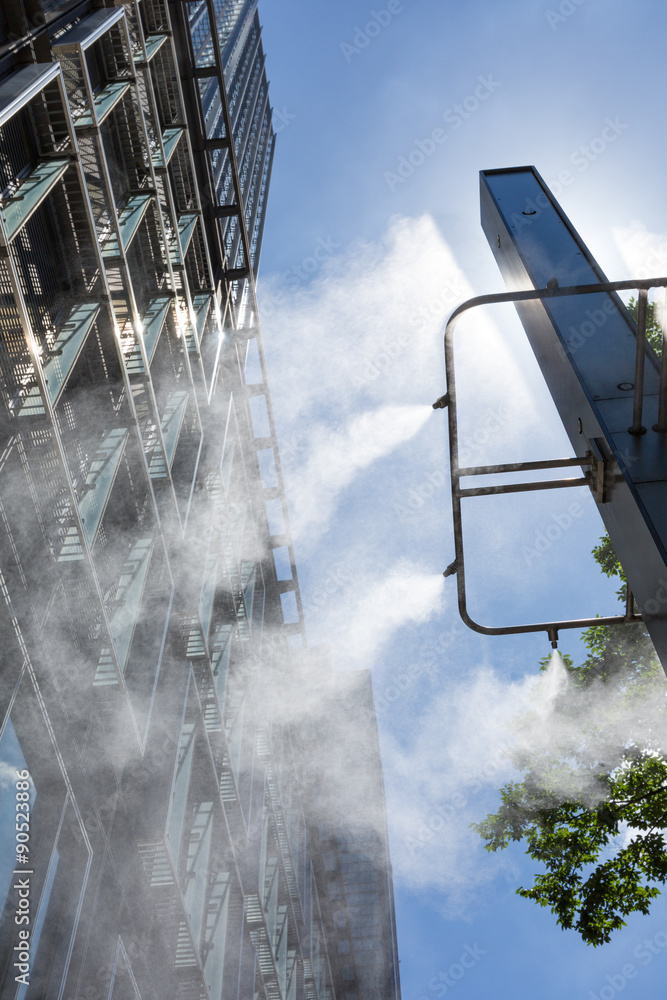 街中に設置されたドライミスト装置 Stock Photo Adobe Stock