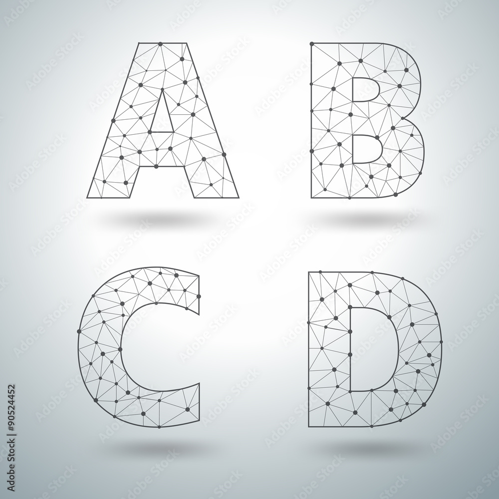 Mesh stylish alphabet letters A B C D Vector Stock Vector | Adobe ...
