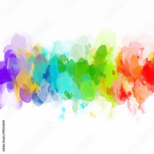 Rainbow watercolor brush strokes background. Vector version