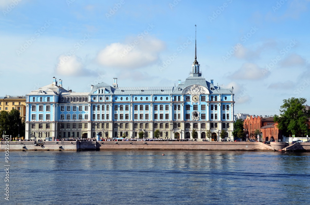 Military-marine college by name of Nakhimov in St. Petersburg, Russia, built on Petrovskaya quay in 1910-1912, architect A. I. Dmitriev