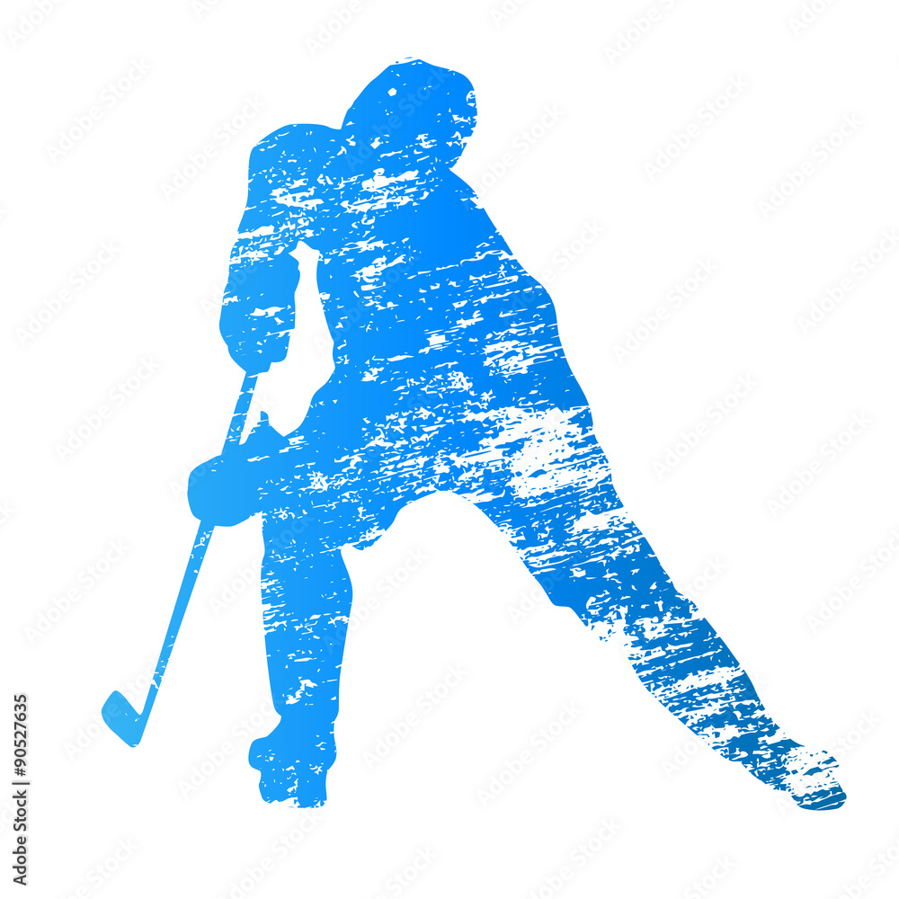 Naklejka premium Abstract grungy vector ice hockey player