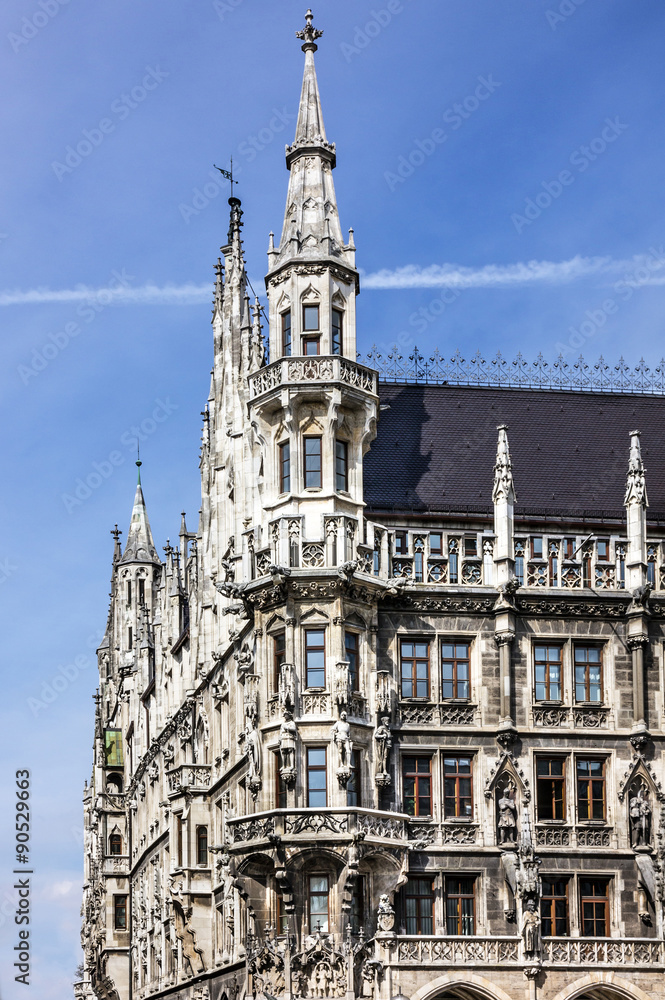 Munich town hall historical building, Germany, Marienplatz