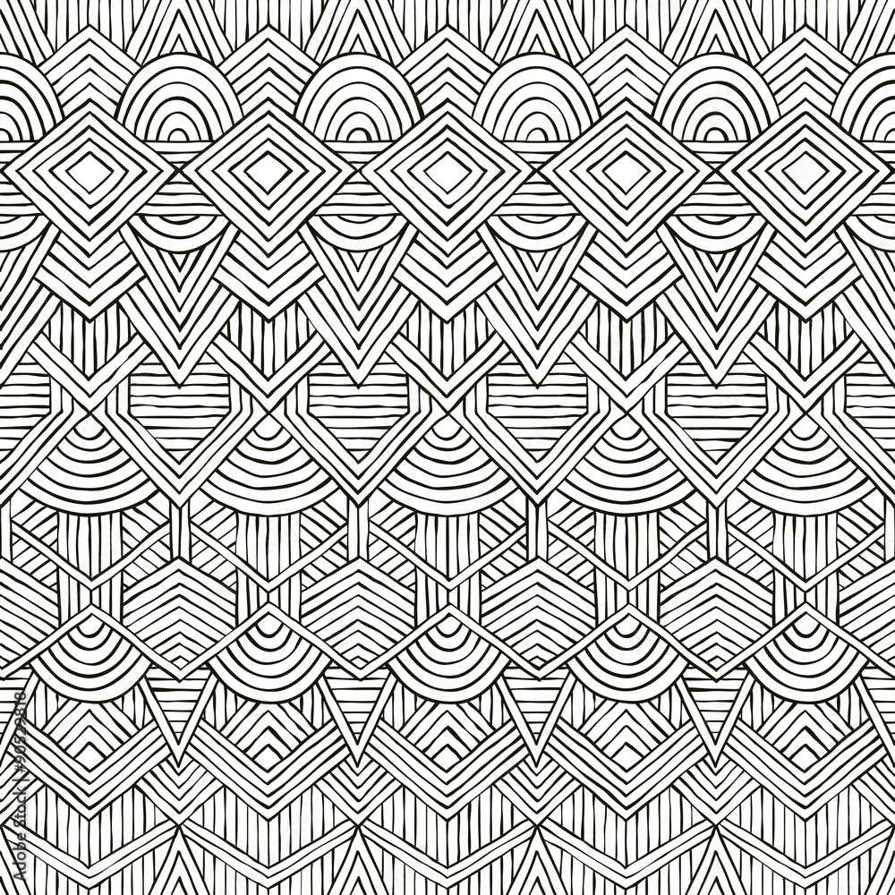 Vector seamless tribal pattern. Hand-drawn background. Vector seamless tribal pattern. Hand-drawn background.