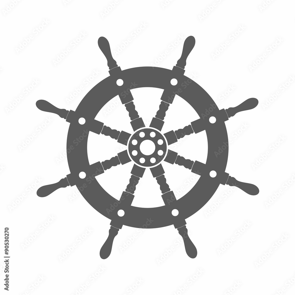 Obraz premium Steering wheel ship silhouette vector illustration / Vector illustration, Steering wheel Ship, Silhouette, Tattoo, Vintage,.Sailing, Ship,