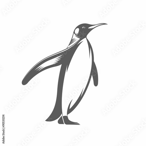 Penguin vintage vector illustration / Vector illustration, Penguin, Animal, Bird, Sign, Retro Styled, Silhouette