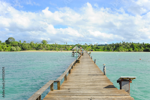 Wooden pier on summer season - Wooden pier in Kho mak, Thailand