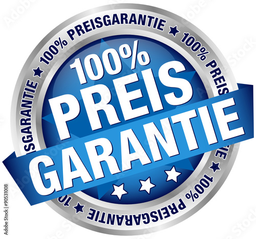 Button Banner "100% Preisgarantie" blau/silber