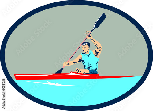 Kayak Racing Canoe Sprint Oval Retro