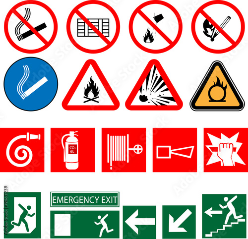 vector icons of signs on fire safety