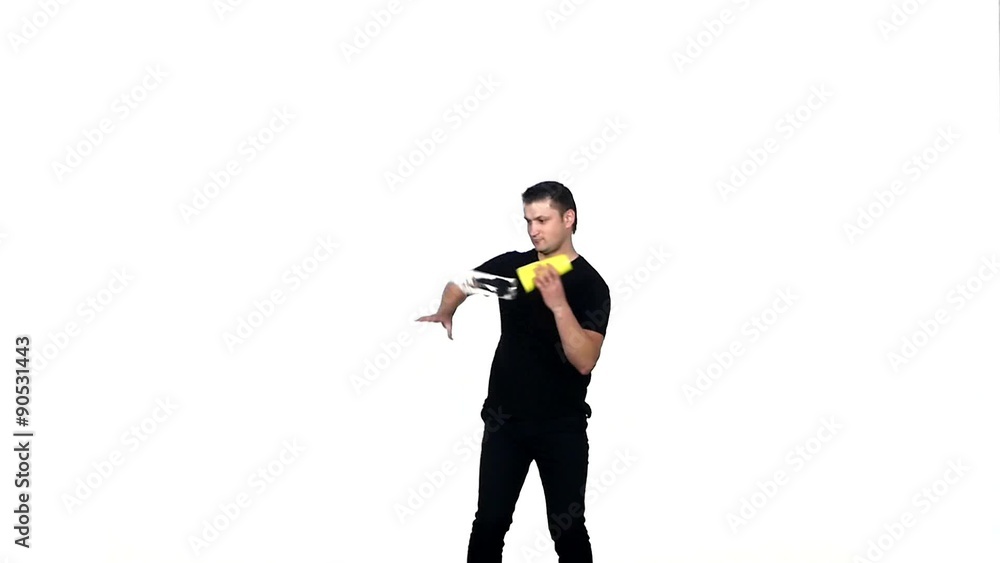 man bartender does a trick with a shaker man bartender does a trick with a shaker