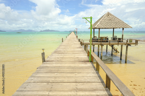 Wooden pier on summer season - Wooden pier in Kho mak  Thailand