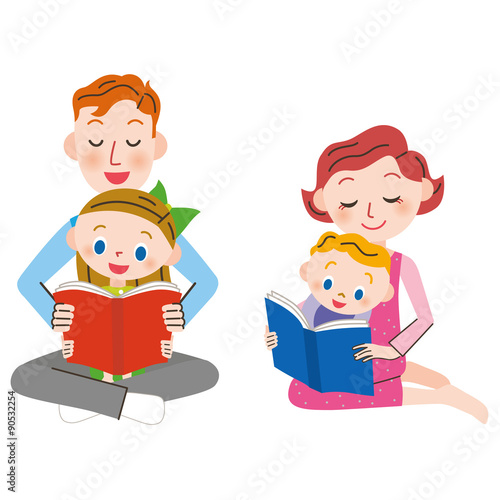 本を読む親子