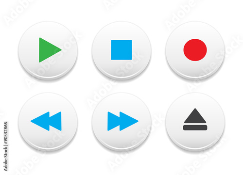 Multimedia & Music Player Round White Icons