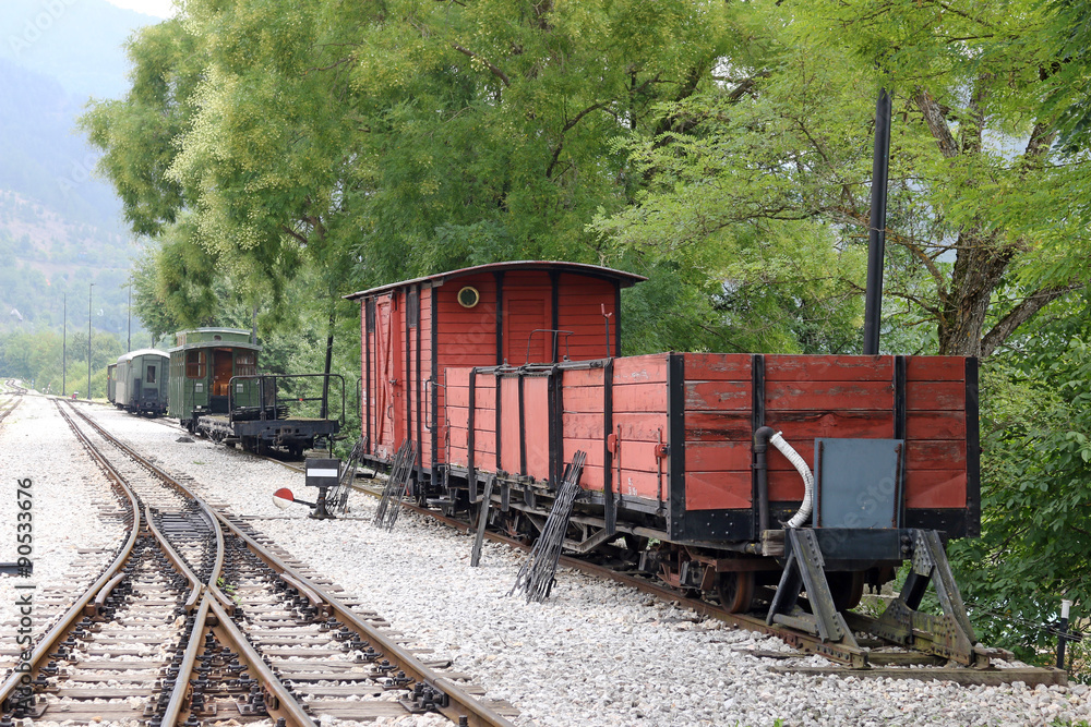 railway station with old wagons railway station with old wagons