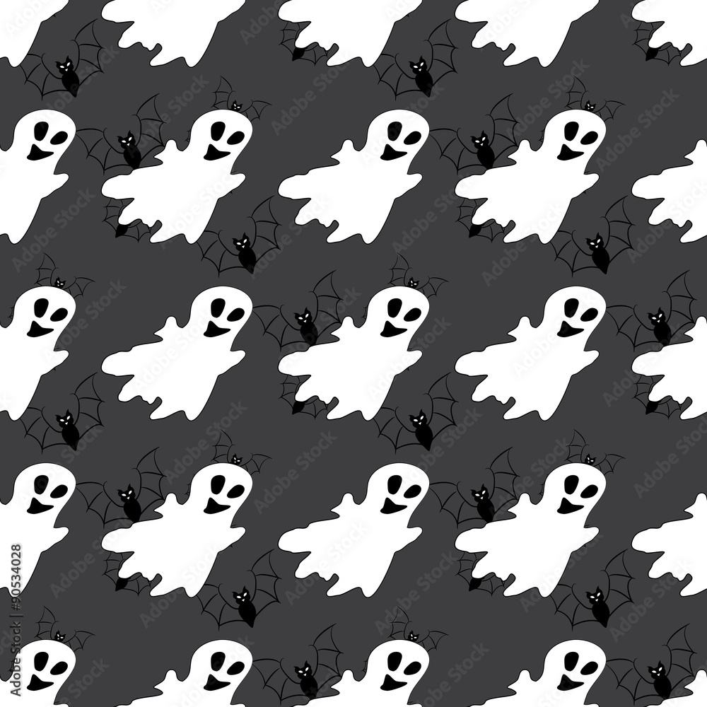 Seamless pattern with white ghosts. Seamless pattern with white ghosts.