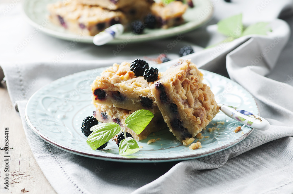 Homemade cake with blackberry