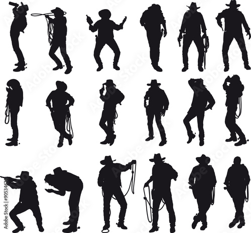 Silhouettes of cowboy