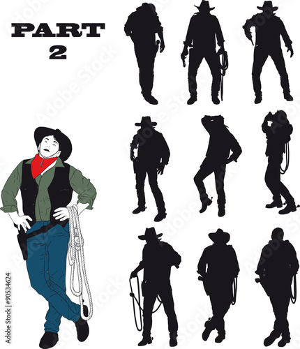Silhouettes of cowboy