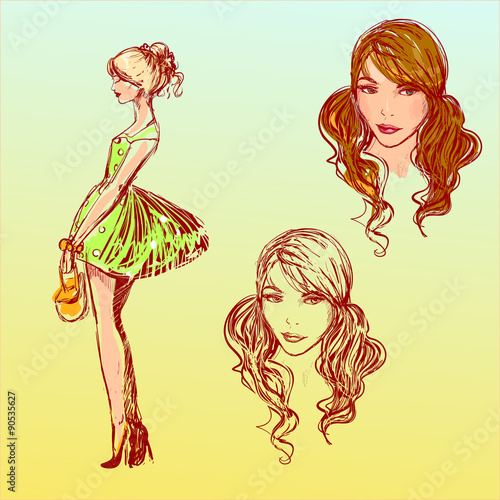 Portraits of girls for design