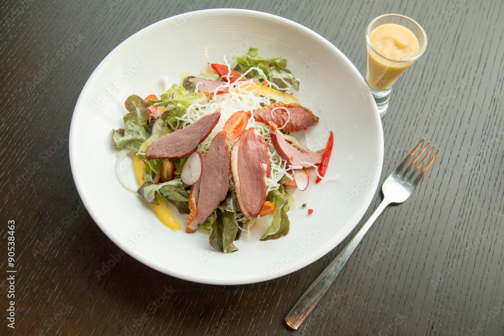 Salad with arugula and duck breast. Salad with arugula and duck breast.