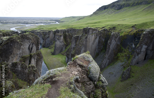 Fjardarglufur canyon with river, Iceland