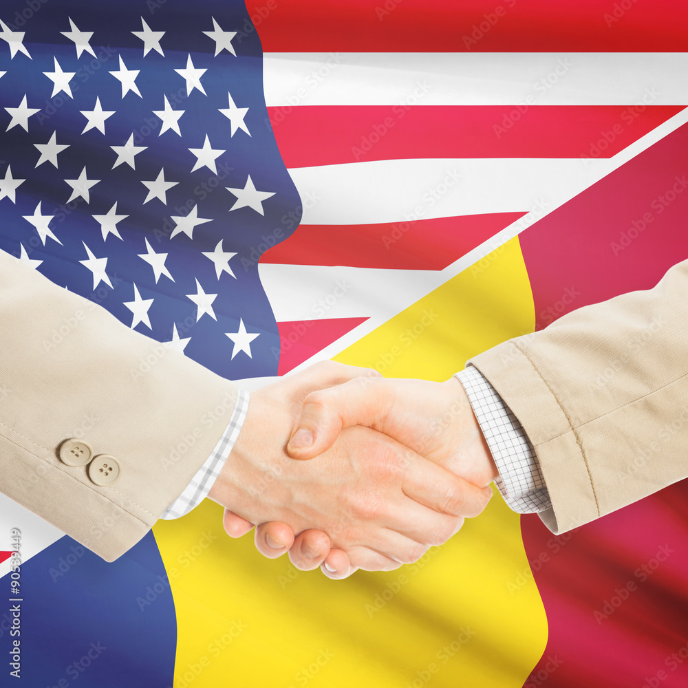 Businessmen handshake - United States and Romania