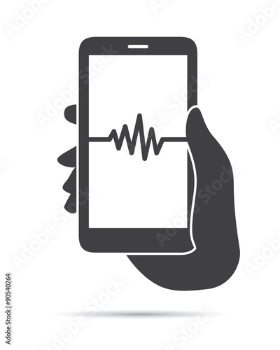 Hand Holding Phone Waveform Icon