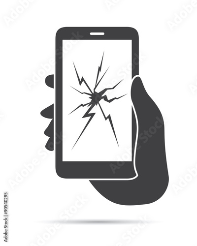 Hand Holding Phone Broken Screen