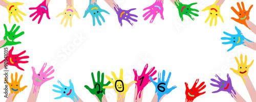 2016 card with colorful hands