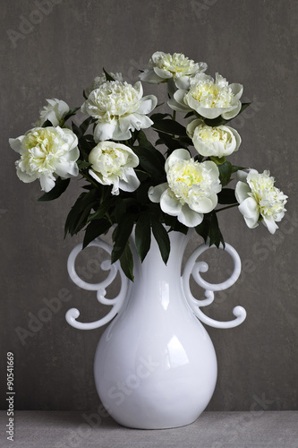 White peony in vase