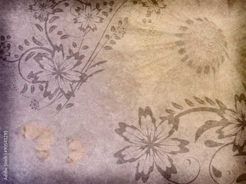 Old paper with floral pattern