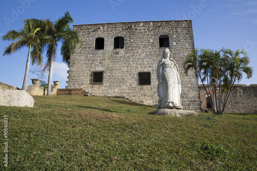 Maria de Toledo statue in Plaza de Espana from Alcazar de Colon (Palacio de Diego Colon). Santo Domingo. Dominican Republic. photo